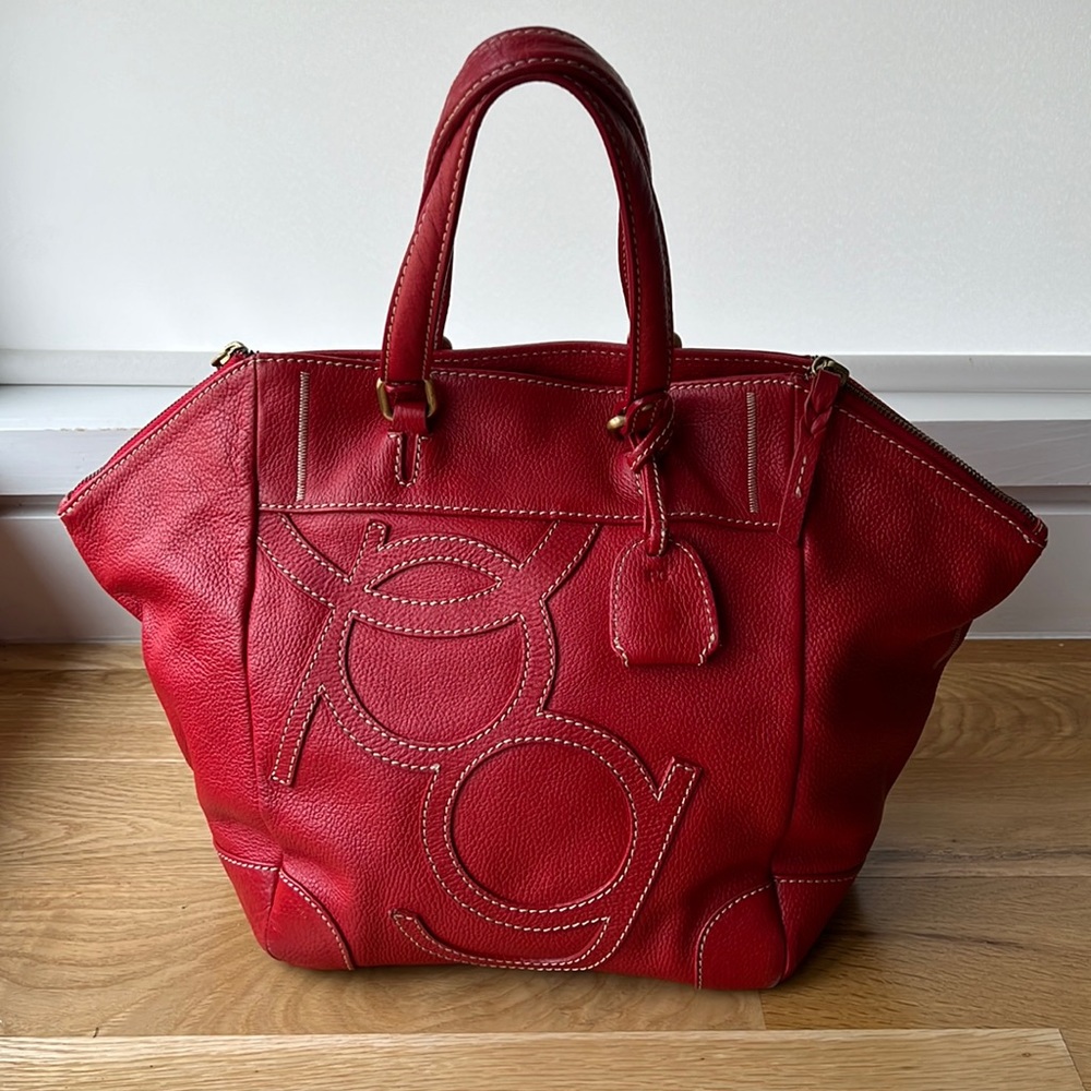 Purificacion Garcia red leather handbag